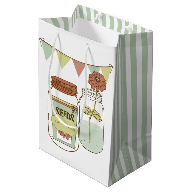 Nurture mason jar and banner giftbag medium gift bag (Front Angled)