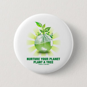 Nurture Your Planet Plant A Tree (Planet Earth) 6 Cm Round Badge