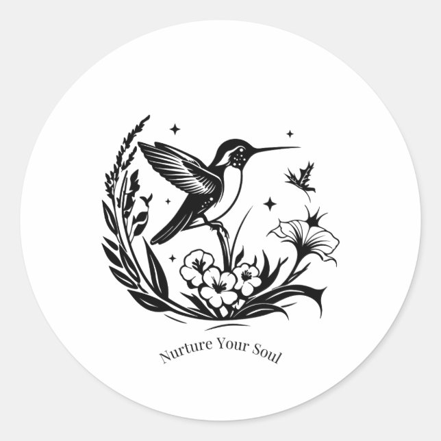 Nurture Your Soul Botanical Line Art Classic Round Sticker (Front)
