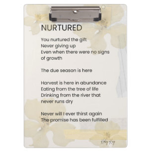 Nurtured Uplifting Encouragement Poem Poetry Clipboard