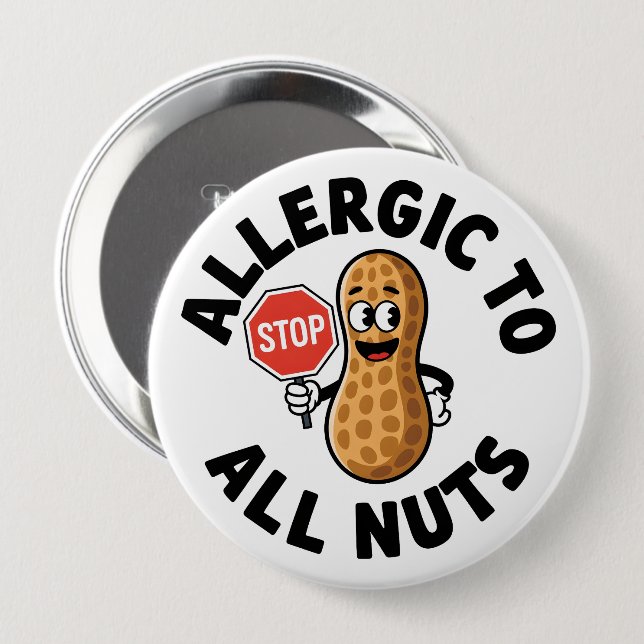 Nut allergy Alert 10 Cm Round Badge (Front & Back)