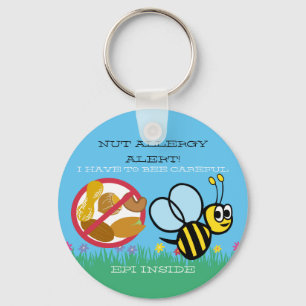 Nut Allergy Alert Bumble Bee Kids Personalised Key Ring