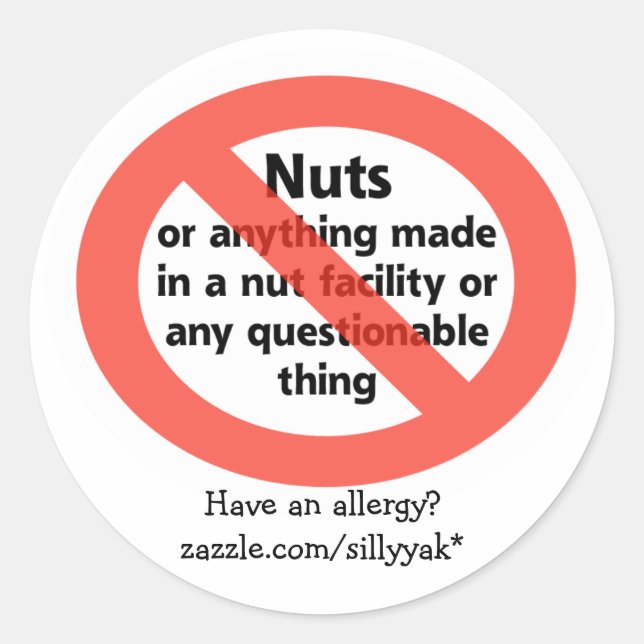 NUT ALLERGY CLASSIC ROUND STICKER (Front)
