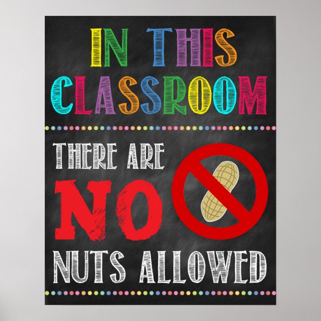 Nut Allergy Classroom Poster (Front)
