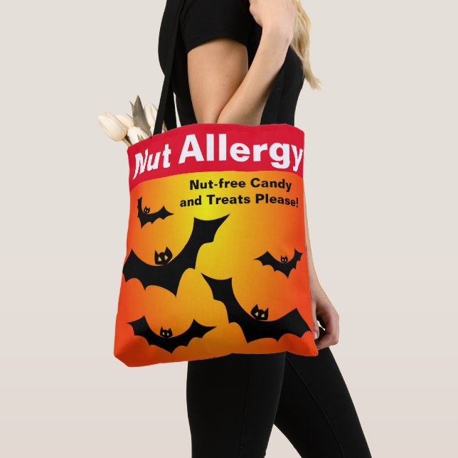 Nut Allergy Nut-Free Candy Halloween Treat Tote Bag (Close Up)