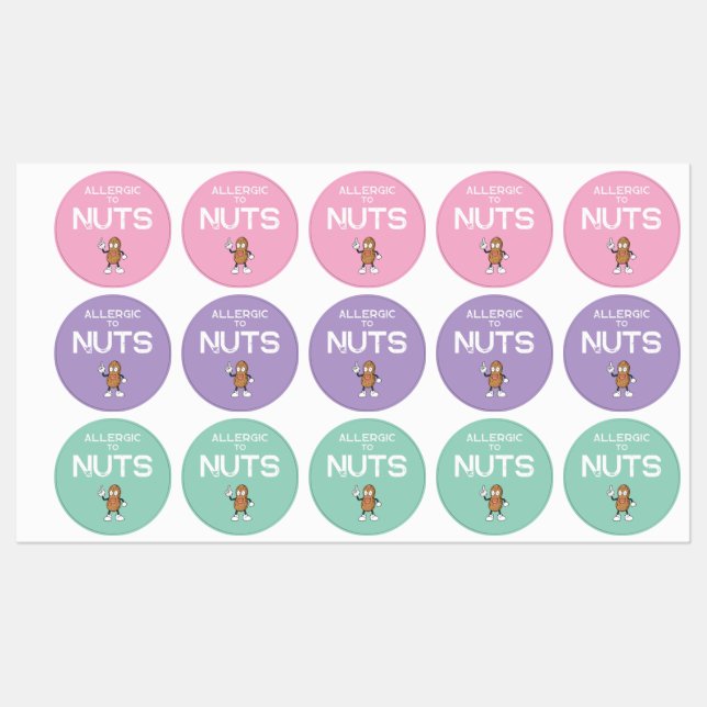 Nut Allergy Waterproof Colourful Sticker (Sheet)