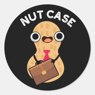 Nut Case Funny Peanut Puns Dark BG Classic Round Sticker