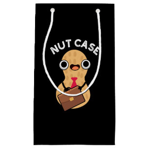 Nut Case Funny Peanut Puns Dark BG Small Gift Bag