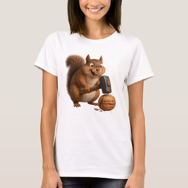 Nut-Cracking Genius Squirrel Tee (Front)