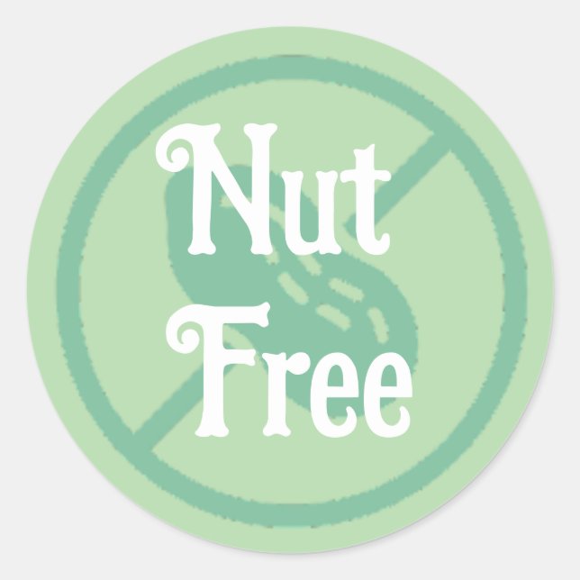 Nut Free Allergy Warning Peanut, Cashew, Nuts  Classic Round Sticker (Front)