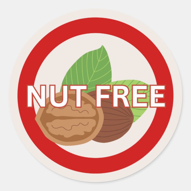 Nut Free Food Allergy Alert Classic  Round Sticker (Front)