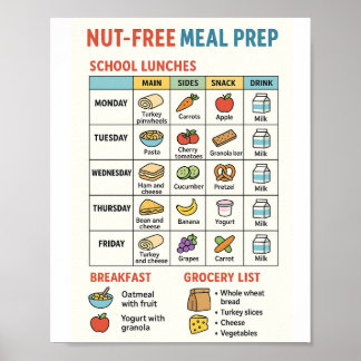 Nut Free Meal Prep for school lunches Poster