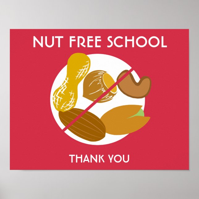 Nut Free School Sign for School or Daycare (Front)