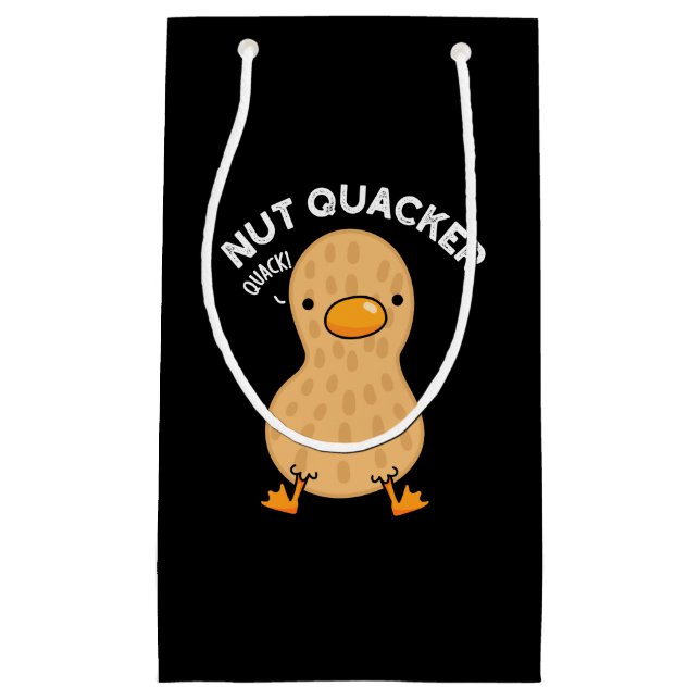Nut Quacker Funny Peanut Puns Dark BG Small Gift Bag (Front)
