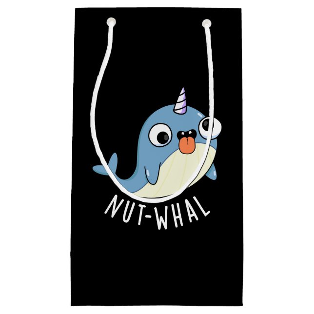 Nut-whal Funny Narwhal Pun Dark BG Small Gift Bag (Front)