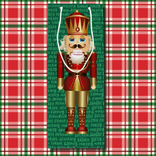 Nutcracker and Christmas Words Tall Wine Gift Bag