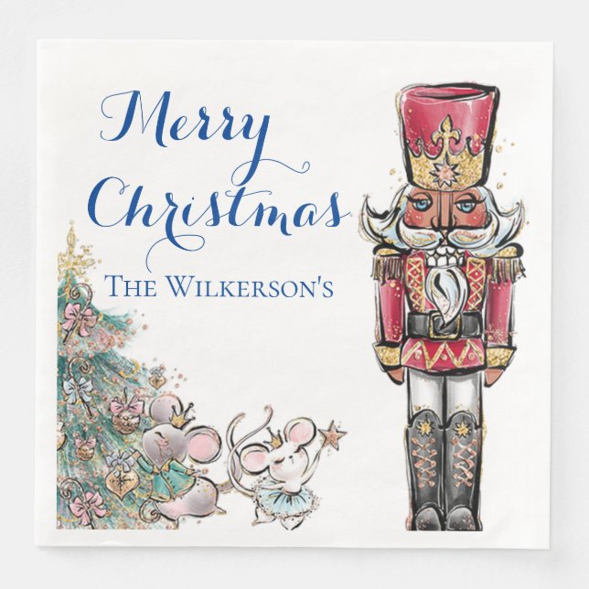 Nutcracker and Mice Christmas Party Napkin (Front)