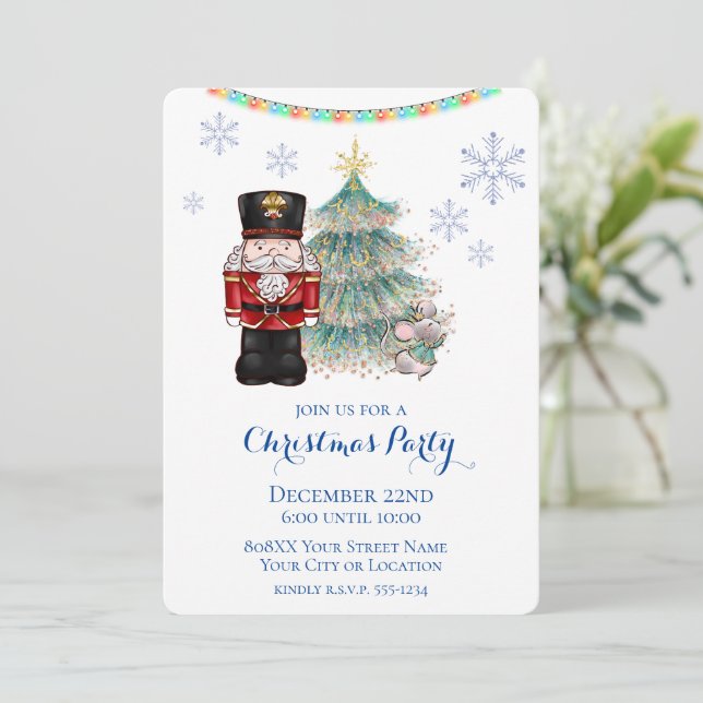 Nutcracker and Mouse King Christmas Party Invitation (Standing Front)