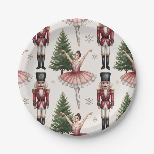 Nutcracker Ballerina ballet dancer christmas tree  Paper Plate (Front)