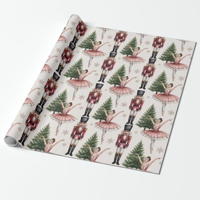 Nutcracker Ballerina ballet dancer christmas tree  Wrapping Paper (Unrolled)