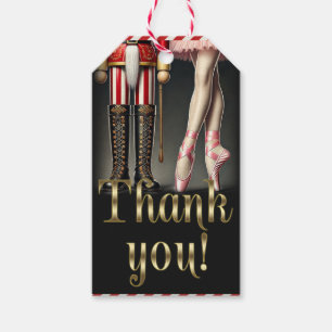 Nutcracker & Ballerina Black Gold Thank You  Gift Tags