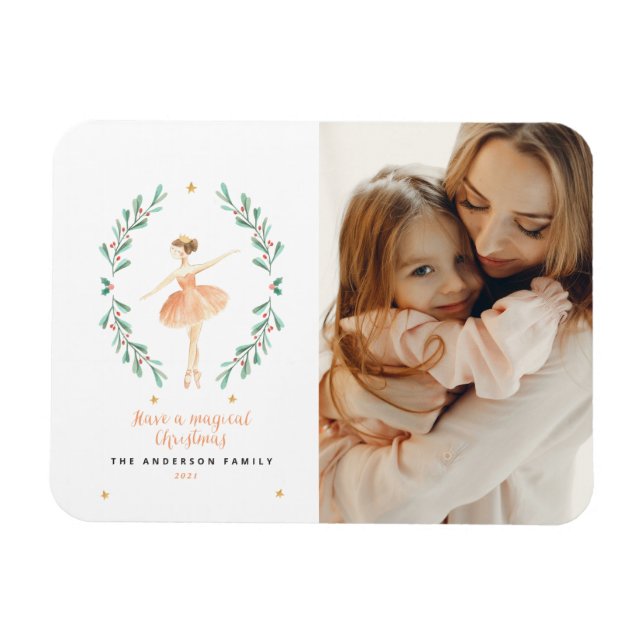 Nutcracker ballerina botanical 1 photo Christmas Magnet (Horizontal)