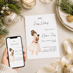 Nutcracker Ballerina Christmas Party Invitation