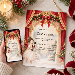Nutcracker Ballerina Christmas Party Invitation