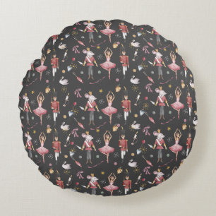 Nutcracker Ballerina Christmas Round Cushion