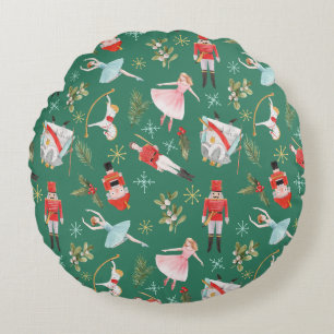 Nutcracker Ballerina Christmas Round Cushion