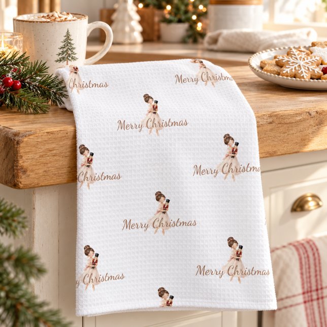 Nutcracker Ballerina Dancer Christmas Tea Towel (Creator Uploaded)