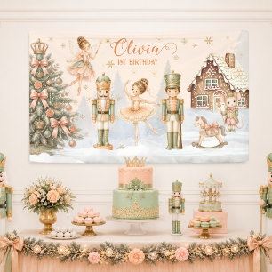 Nutcracker Ballerina Fairy 1st Birthday Backdrop Banner