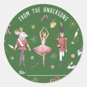 Nutcracker Ballerina family Christmas Gift  Classic Round Sticker
