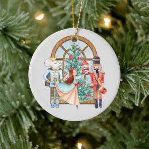 Nutcracker Ballerina  Mouse King Christmas Round  Ceramic Tree Decoration