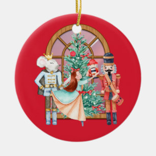 Nutcracker Ballerina Mouse King Red Personalized Ceramic Tree Decoration