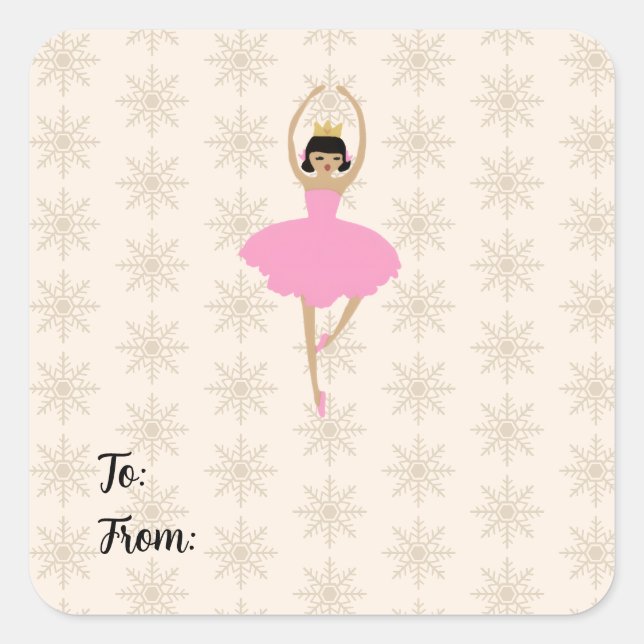 Nutcracker Ballerina Snowflake Pattern Holiday  Square Sticker (Front)