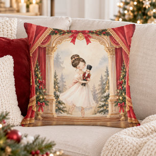 Nutcracker Ballerina Theatre Christmas Cushion