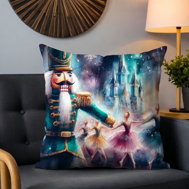 Nutcracker Ballerina Watercolor Christmas Ballet Cushion (Creator Uploaded)
