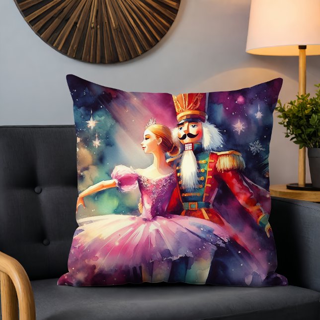 Nutcracker Ballerina Watercolor Christmas Ballet Cushion (Creator Uploaded)