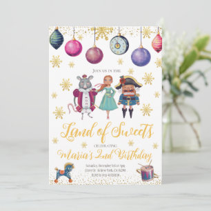 Nutcracker Ballerina Winter Birthday Invitation
