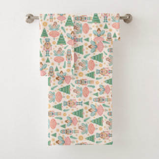 Nutcracker Ballet and Fairies on Cream Background Bath Towel Set