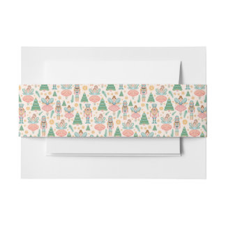 Nutcracker Ballet and Fairies on Cream Background Invitation Belly Band