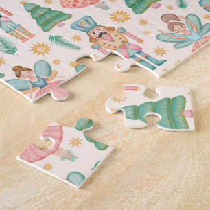 Nutcracker Ballet and Fairies on Cream Background Jigsaw Puzzle
