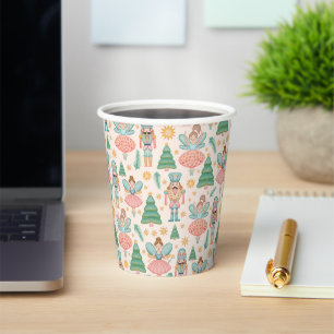 Nutcracker Ballet and Fairies on Cream Background Paper Cups