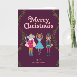 Nutcracker Ballet Animals Christmas Red Holiday Card