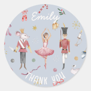 Nutcracker Ballet Ballerina Birthday Thank You Classic Round Sticker