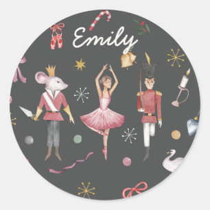 Nutcracker Ballet Ballerina Christmas Birthday Classic Round Sticker