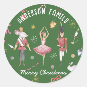Nutcracker Ballet Ballerina family Christmas Gift Classic Round Sticker
