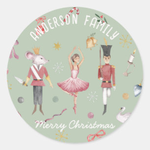 Nutcracker Ballet Ballerina family Christmas Gift Classic Round Sticker