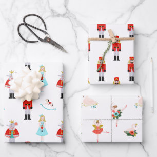 Nutcracker Ballet Characters Christmas Wrapping Paper Sheet